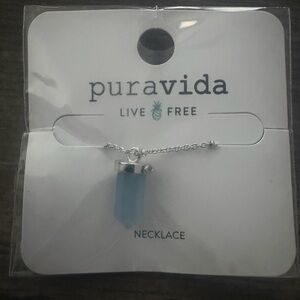 Pura Vida Sky Blue Crystal Point Pendant Necklace - Silver